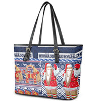 Yule Goat Joulupukki Finnish Christmas Leather Tote Bag Scandinavian Pattern LT03 - Polynesian Pride