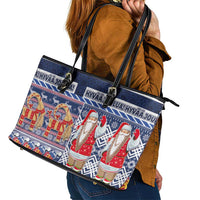 Yule Goat Joulupukki Finnish Christmas Leather Tote Bag Scandinavian Pattern LT03 - Polynesian Pride