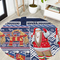 Yule Goat Joulupukki Finnish Christmas Round Carpet Scandinavian Pattern