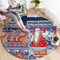 Yule Goat Joulupukki Finnish Christmas Round Carpet Scandinavian Pattern