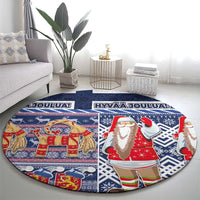 Yule Goat Joulupukki Finnish Christmas Round Carpet Scandinavian Pattern