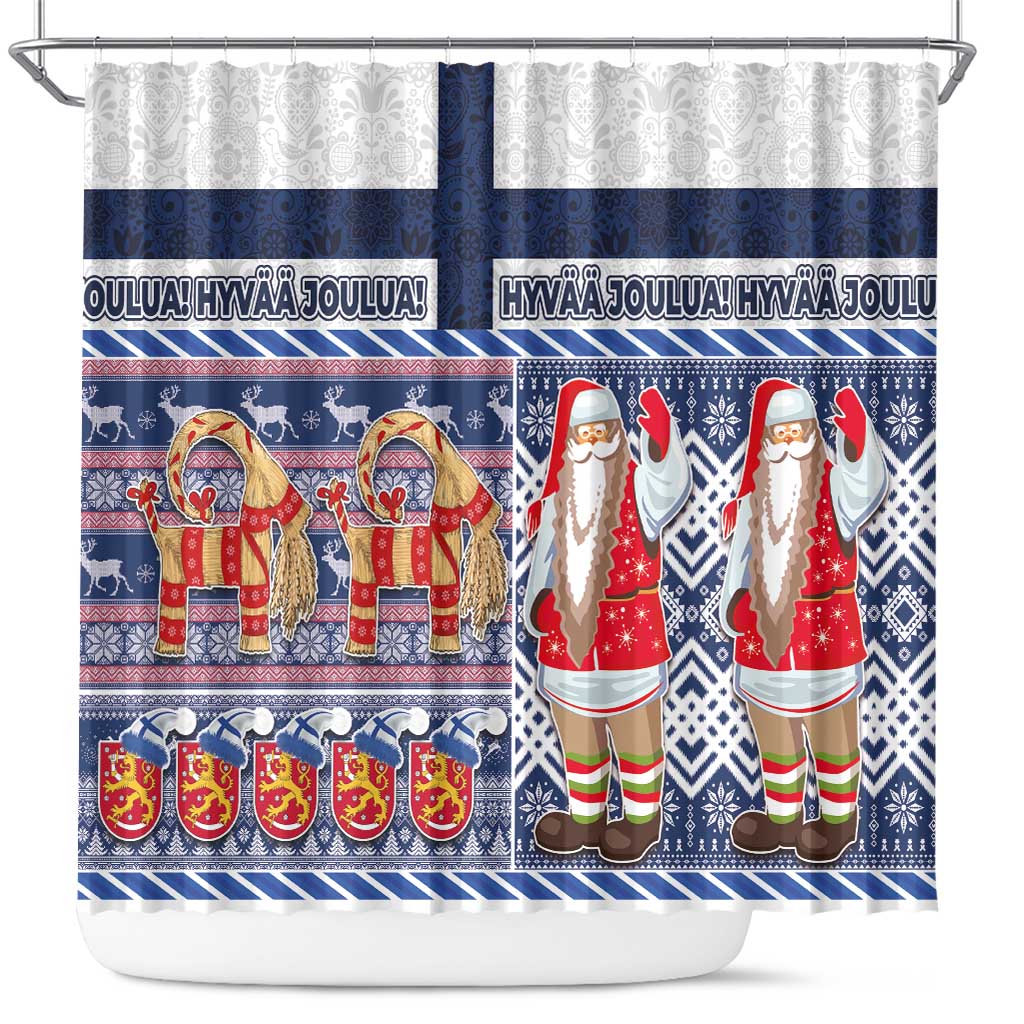 Yule Goat Joulupukki Finnish Christmas Shower Curtain Scandinavian Pattern