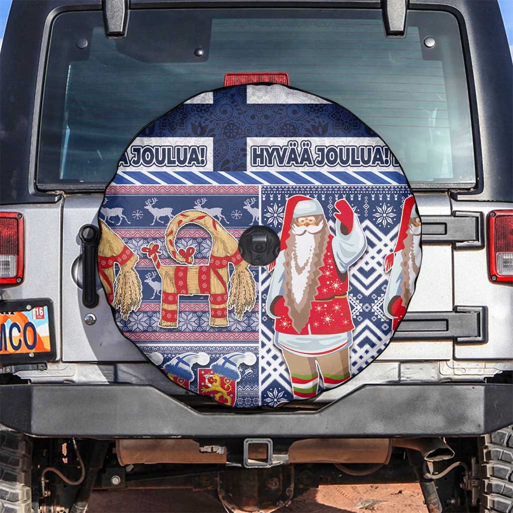 Yule Goat Joulupukki Finnish Christmas Spare Tire Cover Scandinavian Pattern LT03 Blue - Polynesian Pride