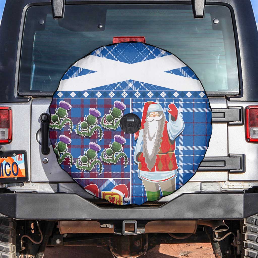 Santa Claus Thistle Scottish Christmas Spare Tire Cover Tartan Pattern