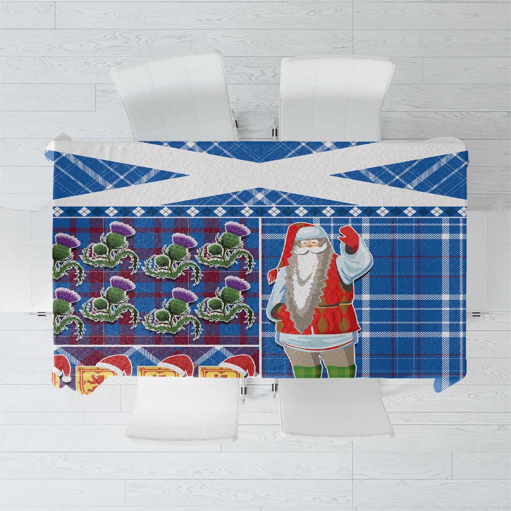 Santa Claus Thistle Scottish Christmas Tablecloth Tartan Pattern