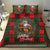 Santa and Higland Cows Scottish Christmas Bedding Set Tartan Pattern