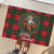 Santa and Higland Cows Scottish Christmas Rubber Doormat Tartan Pattern