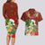 Hawaii Honu Mele Kalikimaka Couples Matching Long Sleeve Bodycon Dress and Hawaiian Shirt Santa Tropical Flower Aloha Summer Red Version LT03 - Polynesian Pride