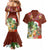 Hawaii Honu Mele Kalikimaka Couples Matching Mermaid Dress and Hawaiian Shirt Santa Tropical Flower Aloha Summer Red Version LT03 - Polynesian Pride