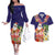 Hawaii Honu Mele Kalikimaka Couples Matching Off The Shoulder Long Sleeve Dress and Hawaiian Shirt Santa Tropical Flower Aloha Summer Blue Version LT03 Blue - Polynesian Pride