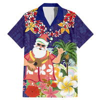 Hawaii Honu Mele Kalikimaka Family Matching Mermaid Dress and Hawaiian Shirt Santa Tropical Flower Aloha Summer Blue Version LT03 Dad's Shirt - Short Sleeve Blue - Polynesian Pride