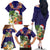 Hawaii Honu Mele Kalikimaka Family Matching Off Shoulder Long Sleeve Dress and Hawaiian Shirt Santa Tropical Flower Aloha Summer Blue Version LT03 - Polynesian Pride