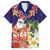 Hawaii Honu Mele Kalikimaka Family Matching Off Shoulder Long Sleeve Dress and Hawaiian Shirt Santa Tropical Flower Aloha Summer Blue Version LT03 Dad's Shirt - Short Sleeve Blue - Polynesian Pride