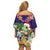 Hawaii Honu Mele Kalikimaka Family Matching Off Shoulder Short Dress and Hawaiian Shirt Santa Tropical Flower Aloha Summer Blue Version LT03 - Polynesian Pride