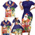 Hawaii Honu Mele Kalikimaka Family Matching Short Sleeve Bodycon Dress and Hawaiian Shirt Santa Tropical Flower Aloha Summer Blue Version LT03 - Polynesian Pride