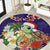 Hawaii Honu Mele Kalikimaka Round Carpet Santa Tropical Flower Aloha Summer Blue Version LT03 Blue - Polynesian Pride