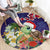 Hawaii Honu Mele Kalikimaka Round Carpet Santa Tropical Flower Aloha Summer Blue Version LT03 - Polynesian Pride