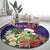 Hawaii Honu Mele Kalikimaka Round Carpet Santa Tropical Flower Aloha Summer Blue Version LT03 - Polynesian Pride