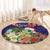 Hawaii Honu Mele Kalikimaka Round Carpet Santa Tropical Flower Aloha Summer Blue Version LT03 - Polynesian Pride