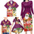 Hawaii Honu Mele Kalikimaka Family Matching Long Sleeve Bodycon Dress and Hawaiian Shirt Santa Tropical Flower Aloha Summer Pink Version LT03 - Polynesian Pride