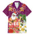 Hawaii Honu Mele Kalikimaka Family Matching Mermaid Dress and Hawaiian Shirt Santa Tropical Flower Aloha Summer Pink Version LT03 Dad's Shirt - Short Sleeve Pink - Polynesian Pride