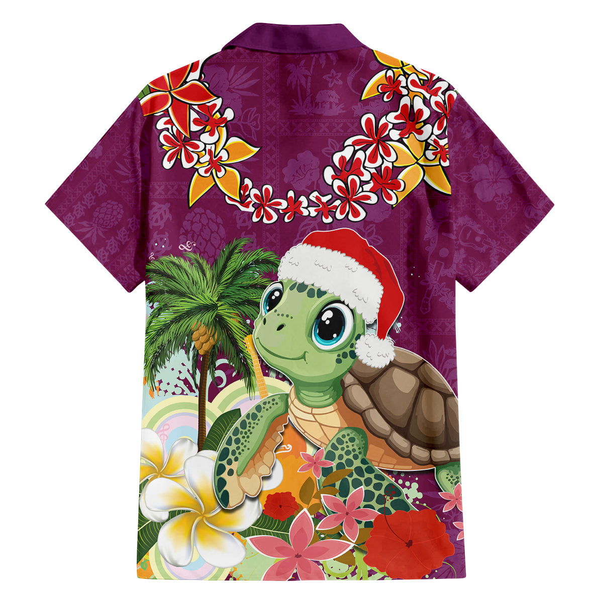 Hawaii Honu Mele Kalikimaka Family Matching Off Shoulder Maxi Dress and Hawaiian Shirt Santa Tropical Flower Aloha Summer Pink Version LT03 - Polynesian Pride