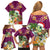 Hawaii Honu Mele Kalikimaka Family Matching Off Shoulder Short Dress and Hawaiian Shirt Santa Tropical Flower Aloha Summer Pink Version LT03 - Polynesian Pride