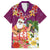 Hawaii Honu Mele Kalikimaka Family Matching Off Shoulder Short Dress and Hawaiian Shirt Santa Tropical Flower Aloha Summer Pink Version LT03 Dad's Shirt - Short Sleeve Pink - Polynesian Pride