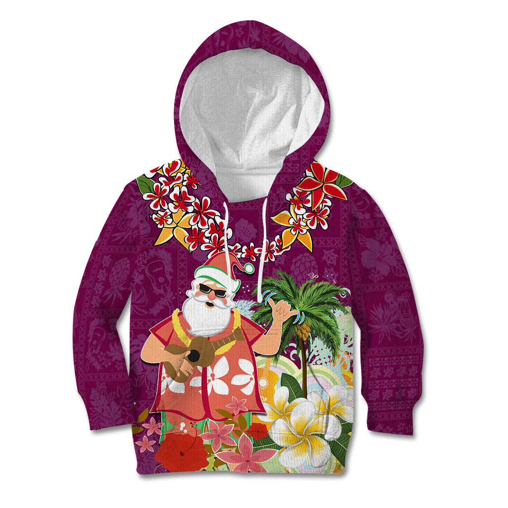 Hawaii Honu Mele Kalikimaka Kid Hoodie Santa Tropical Flower Aloha Summer Pink Version LT03 Pink - Polynesian Pride