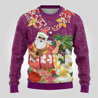 Hawaii Honu Mele Kalikimaka Ugly Christmas Sweater Santa Tropical Flower Aloha Summer Pink Version LT03 - Polynesian Pride