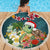 Hawaii Honu Mele Kalikimaka Beach Blanket Santa Tropical Flower Aloha Summer Turquoise Version LT03 - Polynesian Pride