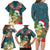 Hawaii Honu Mele Kalikimaka Family Matching Long Sleeve Bodycon Dress and Hawaiian Shirt Santa Tropical Flower Aloha Summer Turquoise Version LT03 - Polynesian Pride