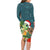 Hawaii Honu Mele Kalikimaka Family Matching Long Sleeve Bodycon Dress and Hawaiian Shirt Santa Tropical Flower Aloha Summer Turquoise Version LT03 - Polynesian Pride