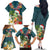 Hawaii Honu Mele Kalikimaka Family Matching Off Shoulder Long Sleeve Dress and Hawaiian Shirt Santa Tropical Flower Aloha Summer Turquoise Version LT03 - Polynesian Pride