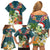 Hawaii Honu Mele Kalikimaka Family Matching Off Shoulder Short Dress and Hawaiian Shirt Santa Tropical Flower Aloha Summer Turquoise Version LT03 - Polynesian Pride