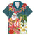 Hawaii Honu Mele Kalikimaka Family Matching Off Shoulder Short Dress and Hawaiian Shirt Santa Tropical Flower Aloha Summer Turquoise Version LT03 Dad's Shirt - Short Sleeve Turquoise - Polynesian Pride