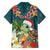 Hawaii Honu Mele Kalikimaka Family Matching Off Shoulder Short Dress and Hawaiian Shirt Santa Tropical Flower Aloha Summer Turquoise Version LT03 - Polynesian Pride