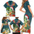 Hawaii Honu Mele Kalikimaka Family Matching Short Sleeve Bodycon Dress and Hawaiian Shirt Santa Tropical Flower Aloha Summer Turquoise Version LT03 - Polynesian Pride