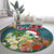 Hawaii Honu Mele Kalikimaka Round Carpet Santa Tropical Flower Aloha Summer Turquoise Version LT03 - Polynesian Pride