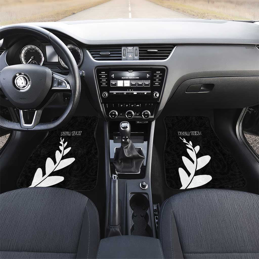 Personalised New Zealand Canoeing Special Jersey Car Mats LT03 Set 2pcs - Front Black - Polynesian Pride