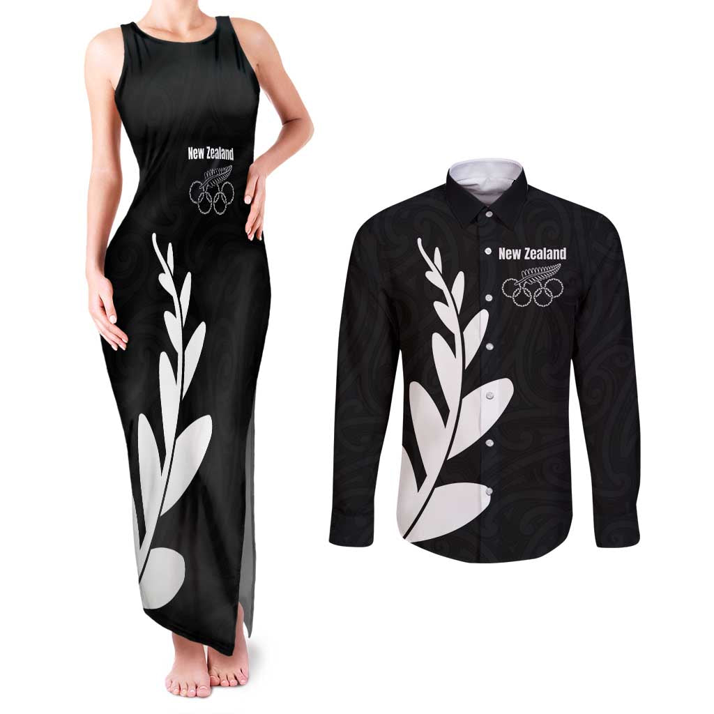 Personalised New Zealand Canoeing Special Jersey Couples Matching Tank Maxi Dress and Long Sleeve Button Shirt