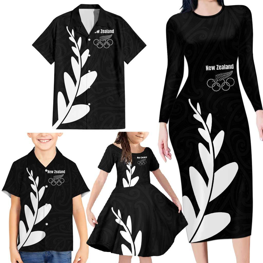 Personalised New Zealand Canoeing Special Jersey Family Matching Long Sleeve Bodycon Dress and Hawaiian Shirt