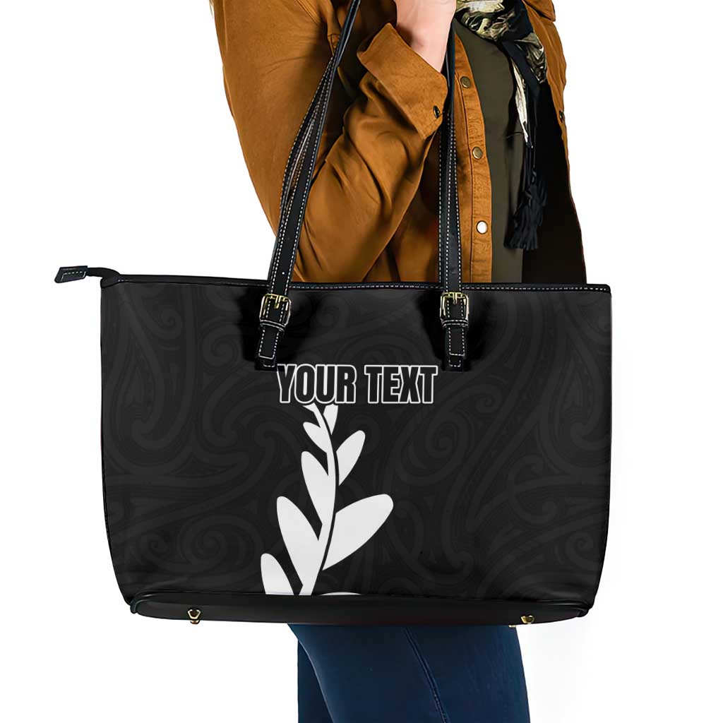 Personalised New Zealand Canoeing Special Jersey Leather Tote Bag LT03 - Polynesian Pride