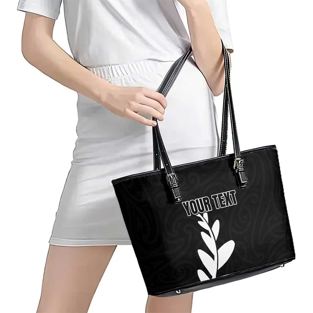 Personalised New Zealand Canoeing Special Jersey Leather Tote Bag LT03 - Polynesian Pride