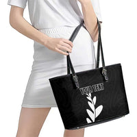 Personalised New Zealand Canoeing Special Jersey Leather Tote Bag LT03 - Polynesian Pride
