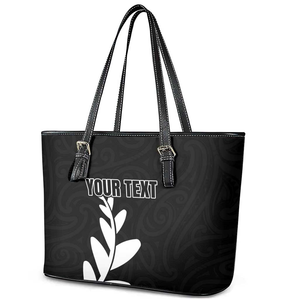 Personalised New Zealand Canoeing Special Jersey Leather Tote Bag LT03 - Polynesian Pride