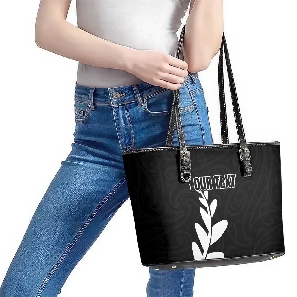 Personalised New Zealand Canoeing Special Jersey Leather Tote Bag LT03 - Polynesian Pride