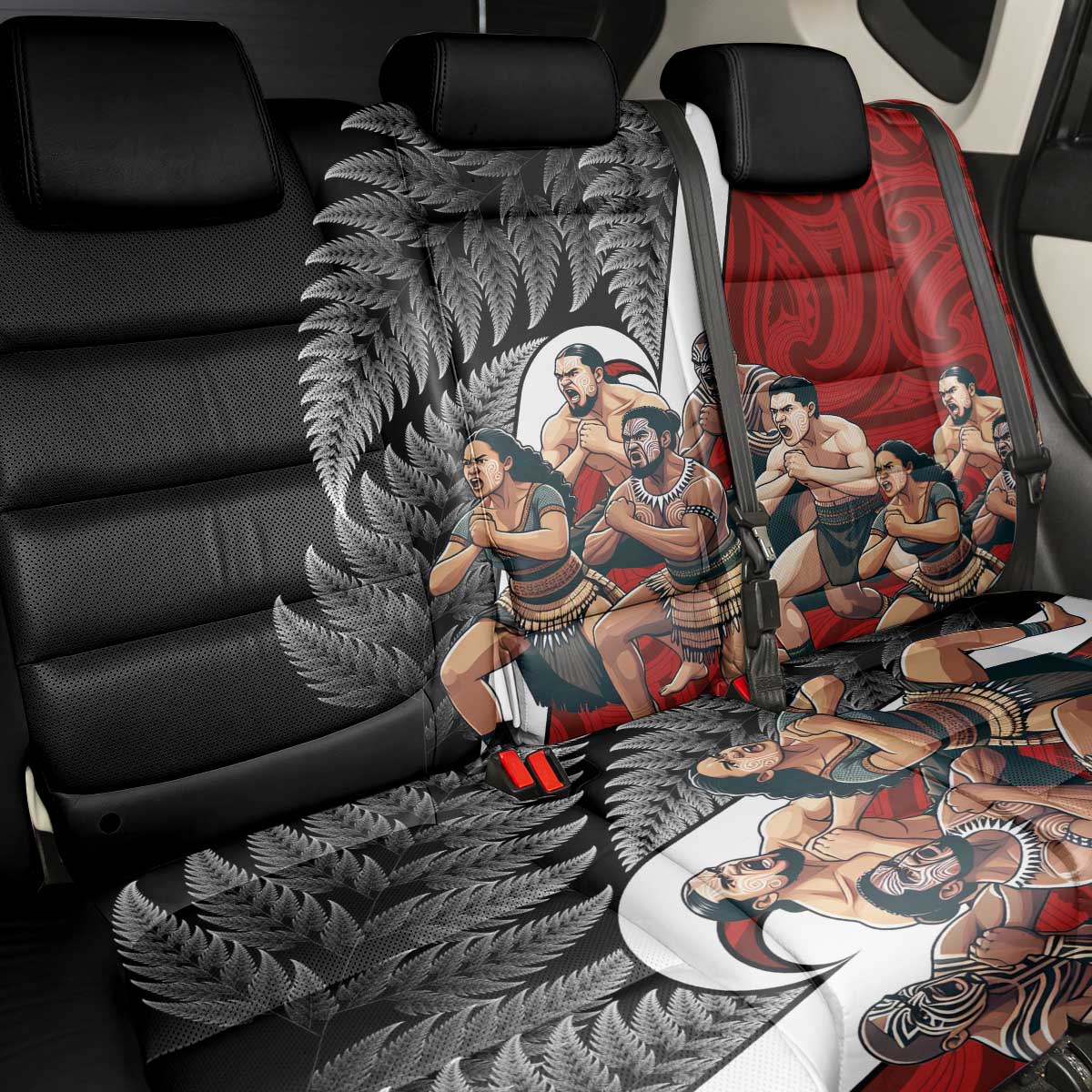 New Zealand Te Matatini Back Car Seat Cover Kapa Haka and Silver Fern - Maori Art Pattern