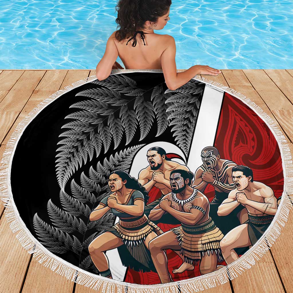 New Zealand Te Matatini Beach Blanket Kapa Haka and Silver Fern - Maori Art Pattern LT03 - Polynesian Pride