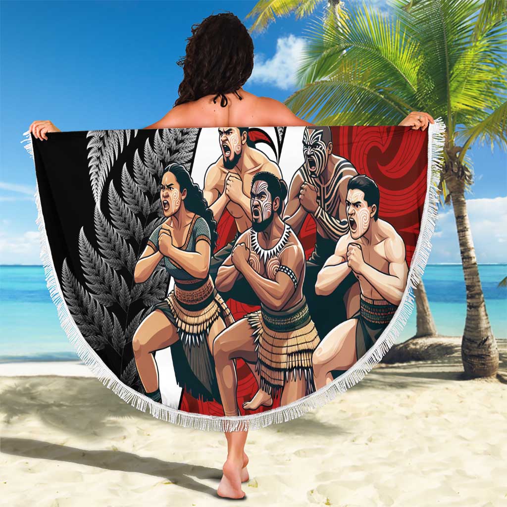 New Zealand Te Matatini Beach Blanket Kapa Haka and Silver Fern - Maori Art Pattern LT03 - Polynesian Pride